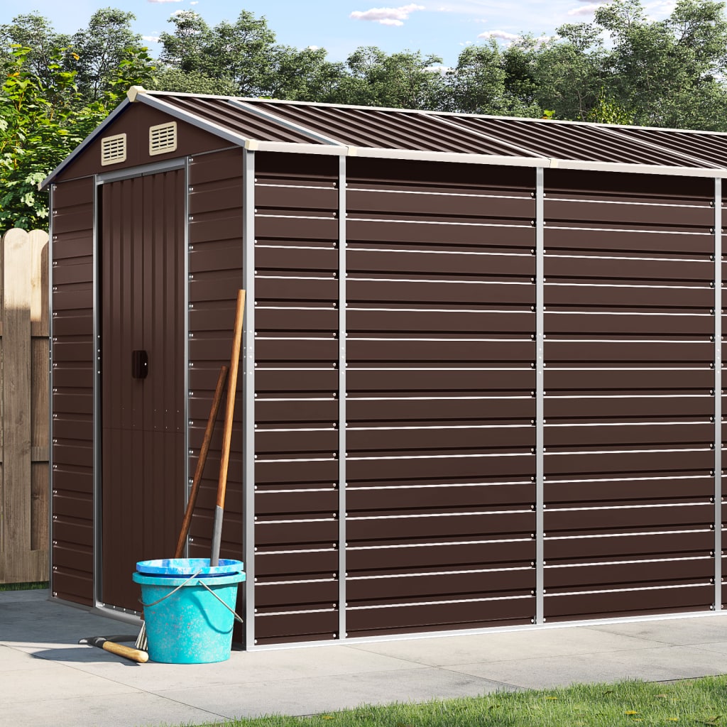 NNEVL Garden Shed Brown 191x810x198 cm Galvanised Steel