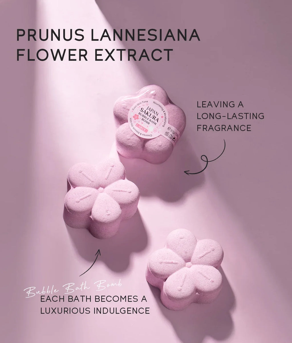 LAIKOU Japanese Sakura Bath Bomb Bubble Explosion Bath Salt for Body Cleansing Moisturizing 30g