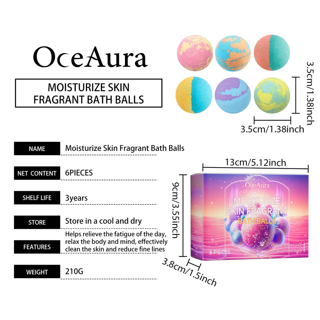 6PCS Colorful Bath Balls Gift Set Deep Moisturizing Skin Exfoliating Reduce Dryness Cheerful Scent Relax Spa Bath Flavor Balls