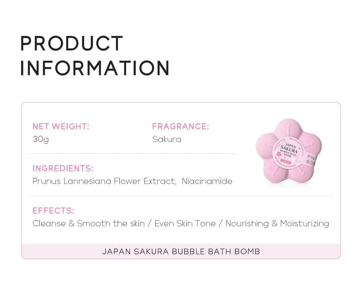 LAIKOU Japanese Sakura Bath Bomb Bubble Explosion Bath Salt for Body Cleansing Moisturizing 30g