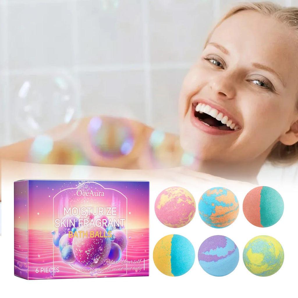 6PCS Colorful Bath Balls Gift Set Deep Moisturizing Skin Exfoliating Reduce Dryness Cheerful Scent Relax Spa Bath Flavor Balls