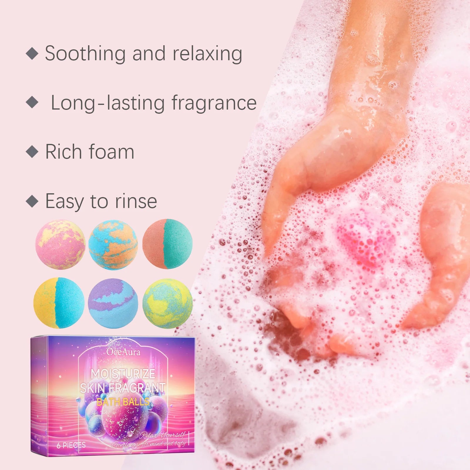 6PCS Colorful Bath Balls Gift Set Deep Moisturizing Skin Exfoliating Reduce Dryness Cheerful Scent Relax Spa Bath Flavor Balls