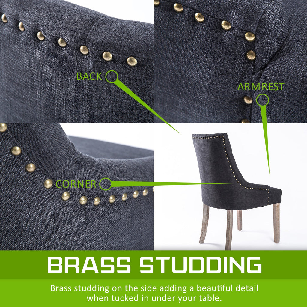 NNEDSZ 2 Set Black (Charcoal) French Provincial Dining Chair Amour Oak Leg