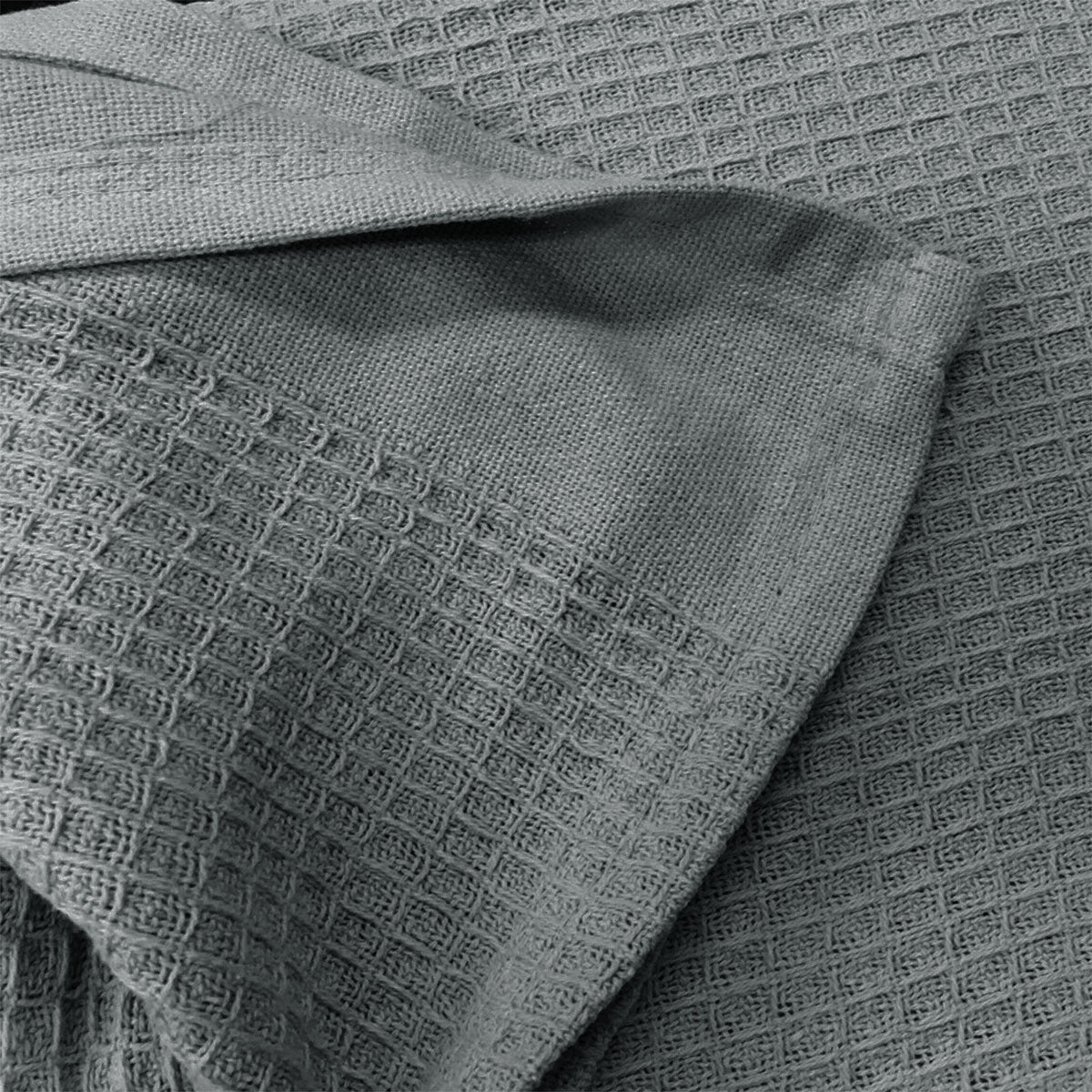 NNEDSZ Living @ Home 350gsm 100% Cotton Breathable Waffle Blanket Single 180 x 230 cm Cream